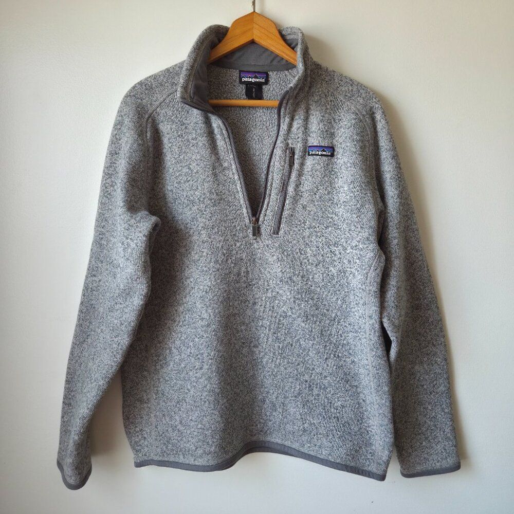 EUC PATAGONIA HALF ZIP GREY MOCK NECK PULLOVER SWEATER WOMENS M